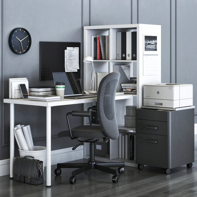 IKEA KALLAX office workplace with FLINTAN chair — Descargar