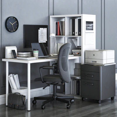 IKEA KALLAX office workplace with FLINTAN chair — Ver 1