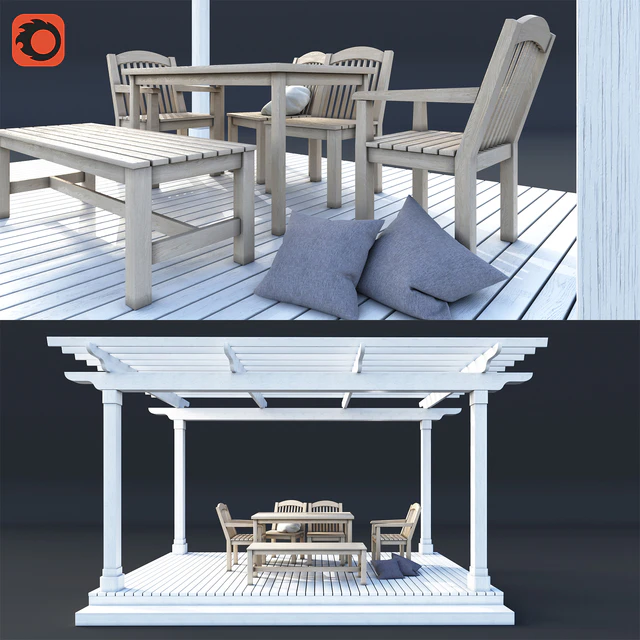 Pergola with garden furniture — Descargar