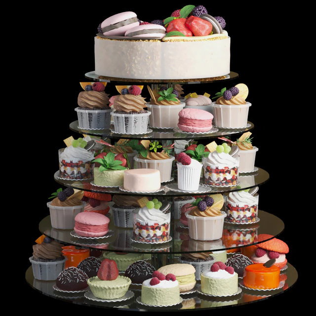 Wedding set of desserts. Confectionery shop — Descargar