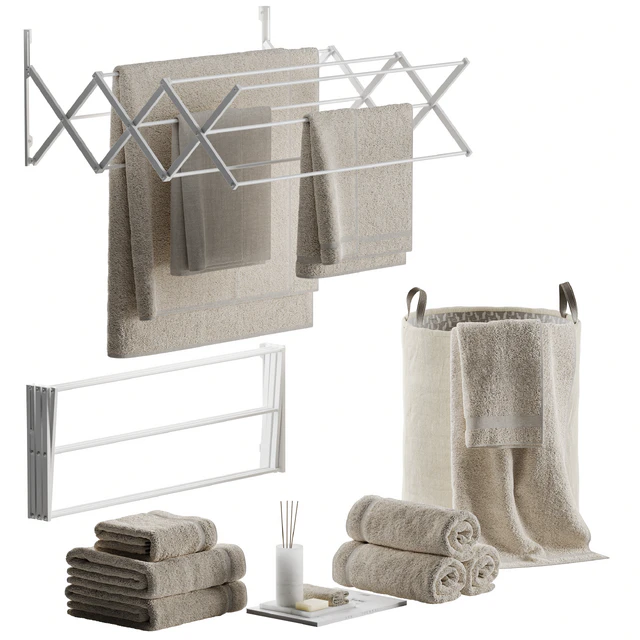 Bathroom decor with laundry basket and dryer — Descargar