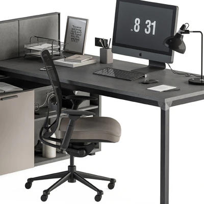 Employee Set Brown and Black - Office Furniture 254 — Ver 4