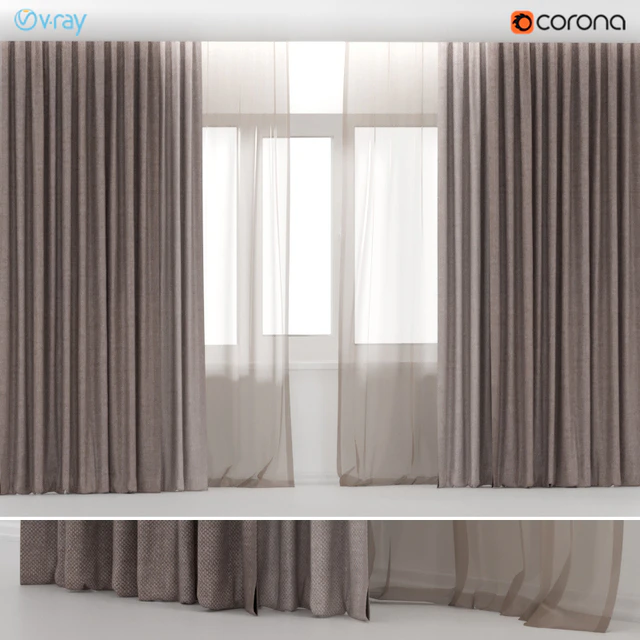 Brown curtains in two colors with brown tulle. — Descargar
