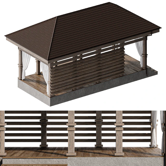 Gazebo with curtains — Descargar