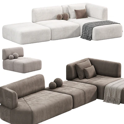 Contemporary Modular Sofa Offered in Elephant Velvet by 1stdibs — Ver 5