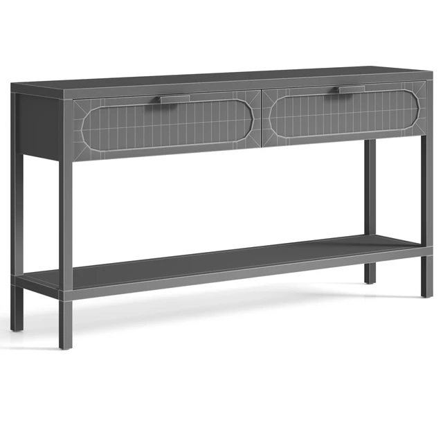 Classic Rattan and Wood Console — Descargar