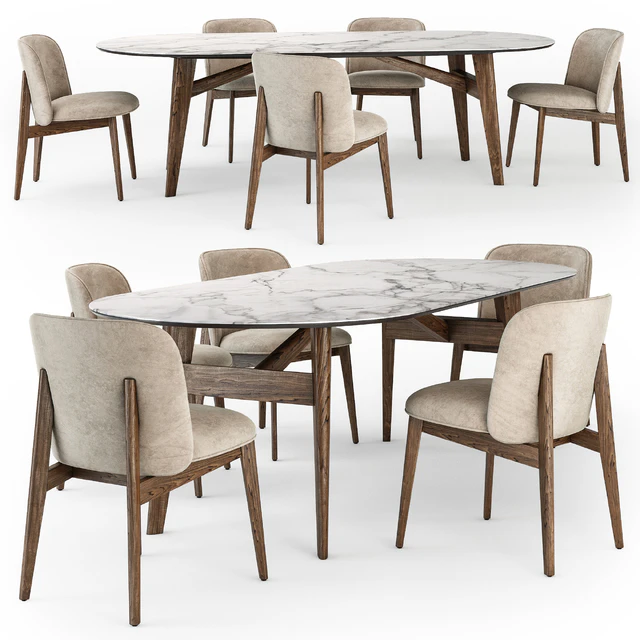 Calligaris Abrey elliptical table wood chair — Descargar