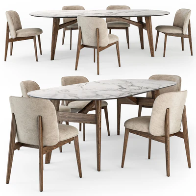 Calligaris Abrey elliptical table wood chair — Ver 1