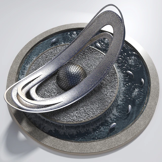 Pond with metal sculpture — Descargar