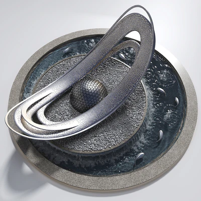 Pond with metal sculpture — Ver 6
