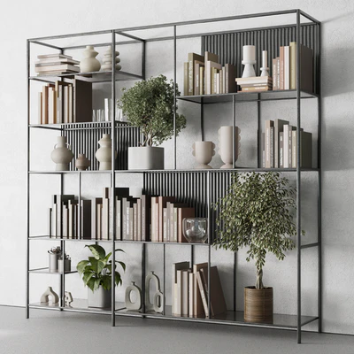 Metal Shelves Decorative With Book and plants - Metal Rack 17 — Вид 1