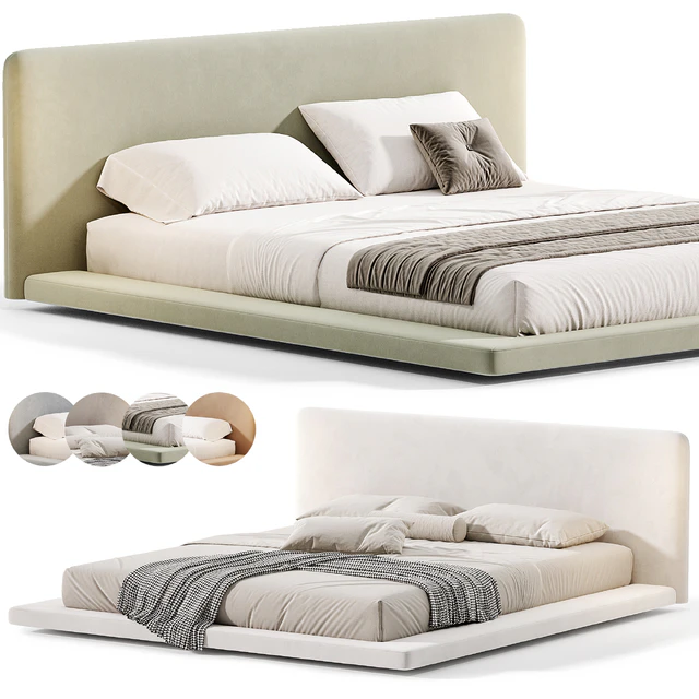 Modern White Upholstered Panel Bed By litfad — Descargar