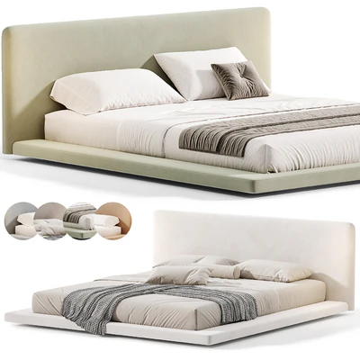 Modern White Upholstered Panel Bed By litfad — Ver 7
