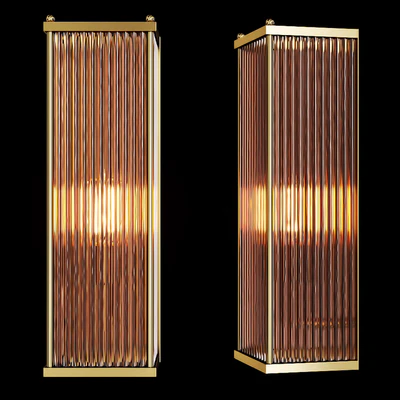 Restoration Hardware MARAIS RECTANGULAR SCONCE Brass and smoke glass — Вид 1