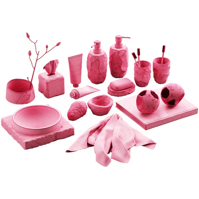 488 bathroom decorative set 04 cracked concrete accessories 01 — Вид 7