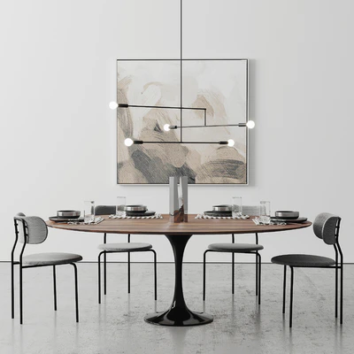 Oval Tulip Dining Table 78" walnut set — Вид 1