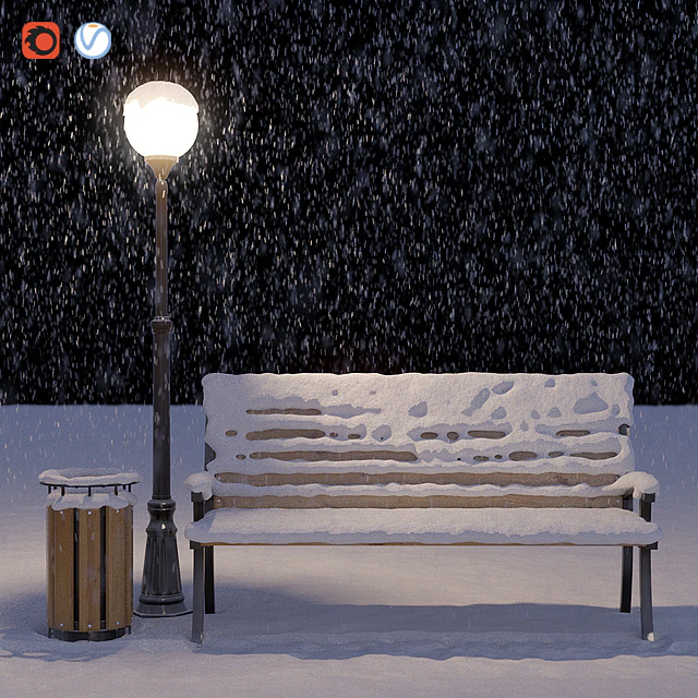 Snow-covered bench — Descargar