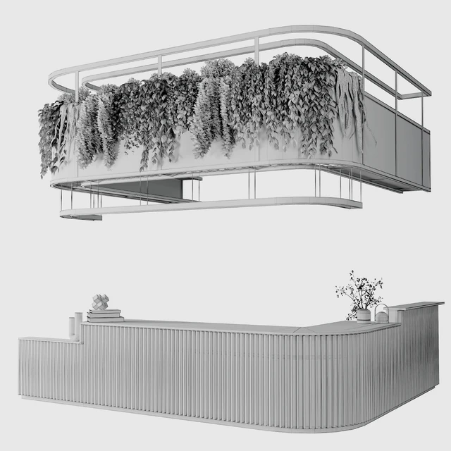 Coffee shop reception, Restaurant counter by hanging plant - 03 — Download
