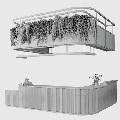 Coffee shop reception, Restaurant counter by hanging plant - 03 — View 6