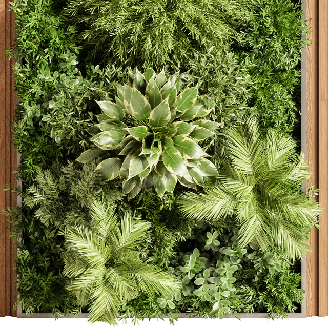 Wooden planks and vertical garden 08 — Скачать