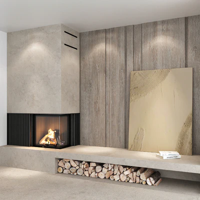 Decorative wall with fireplace set 03 — Ver 6