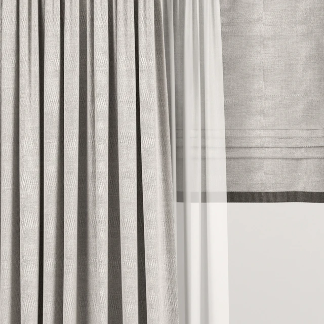 Light brown curtains with Roman and tulle. — Descargar