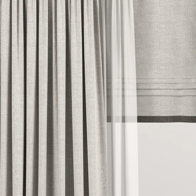 Light brown curtains with Roman and tulle. — Ver 3