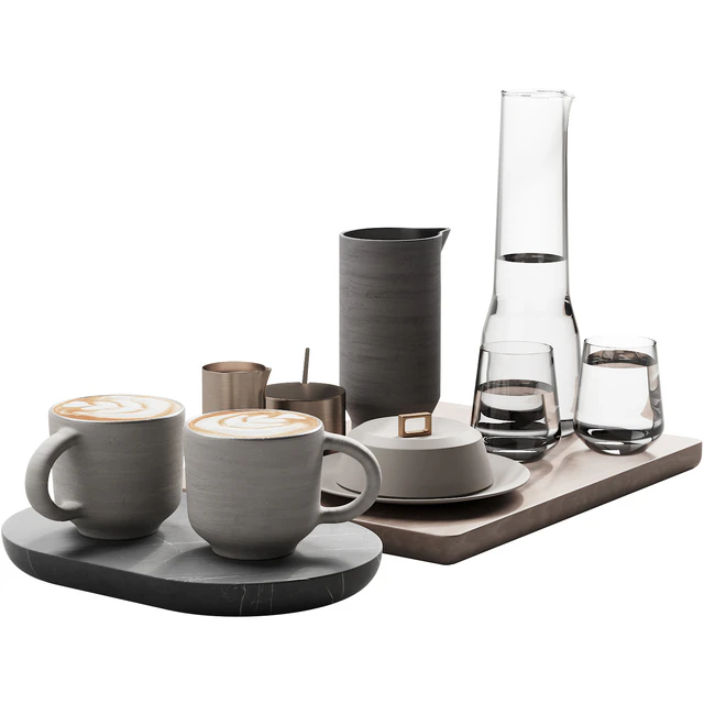 129 eat and drinks decor set 03 coffee and water kit 03 — Descargar