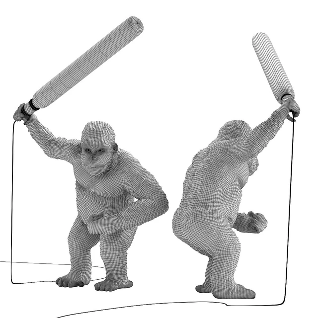 Table Lamp Animal Fighting Kong Mat Black — Скачать