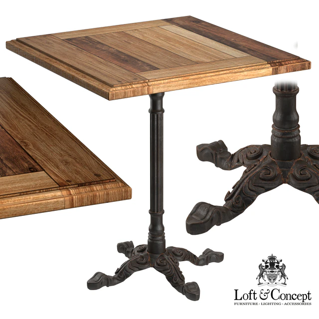 CAST IRON AND OAK RESTAURANT TABLE SQUARE — Descargar