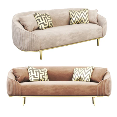 Ella Three Seat Sofa - Chalk - Brass Base — Вид 4