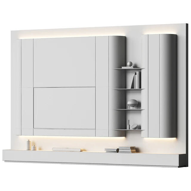 TV wall with furniture with rounded corners — Скачать