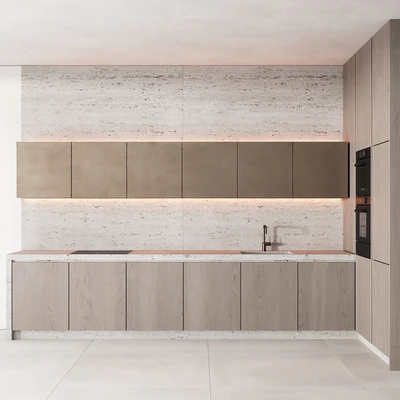 190 modern kitchen 10 japandi wood bronze travertine 00 — Ver 6