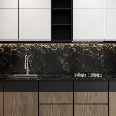 Modern kitchen with wood facades — Ver 5