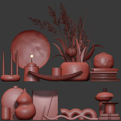 Decorative set 014 with Ceramic and bouquet — Ver 7