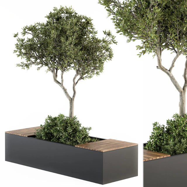 Urban Furniture / Architecture Bench with Plants- Set 23 — Descargar