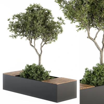 Urban Furniture / Architecture Bench with Plants- Set 23 — Ver 6