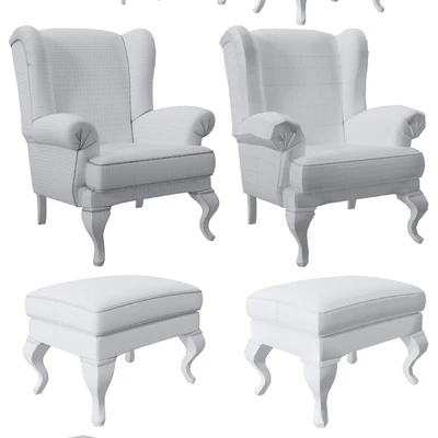 Christmas set spruce with chair and ottoman Hoffner — Ver 3