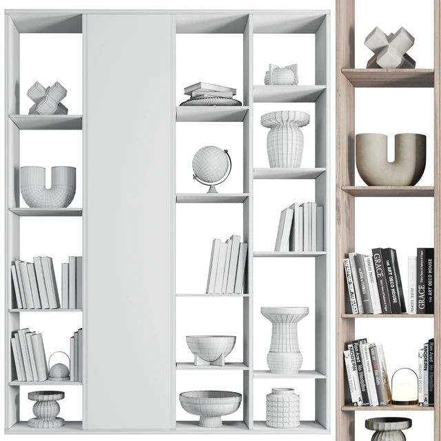 wooden Shelves Decorative With vase and Book — Скачать