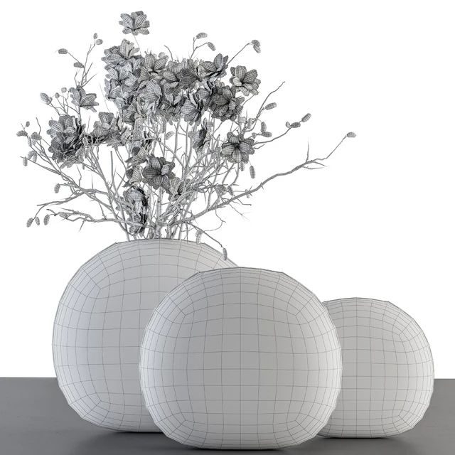 Bouquet - white Flower in Circular lunar vase 88 — Скачать