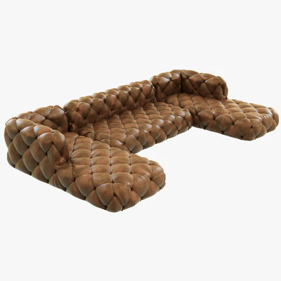 Restoration Hardware Soho Tufted Leather U-Chaise Sectional — Ver 1