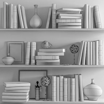 A set of books with a decor in bright tones on the shelves — Ver 3