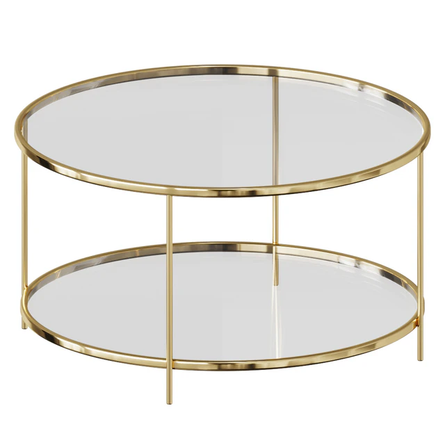 Danilo Coffee table coffee table Side table in gold metal and glass — Descargar