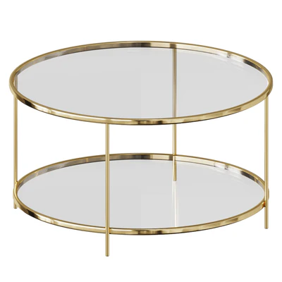 Danilo Coffee table coffee table Side table in gold metal and glass — Ver 1