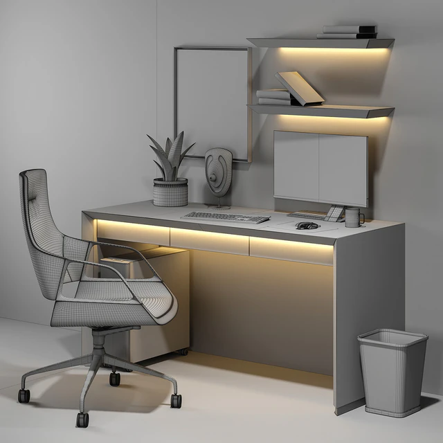 Workplace with Graph Chair — Descargar