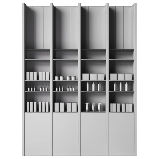 Cosmetics store with wooden eco shelves — Descargar