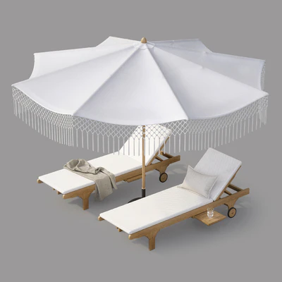 Umbrella Patio Parasol and Timber Sun Lounge — Ver 6