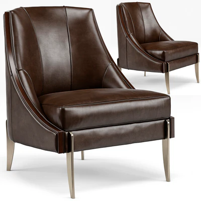 Keene Modern Classic Espresso Brown Leather Bronze Arm Chair — Ver 1