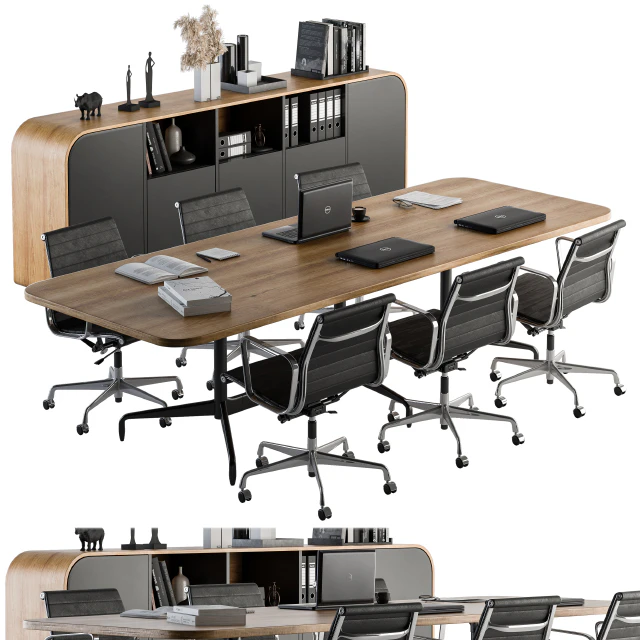 Meeting Table with office chair 07 — Скачать
