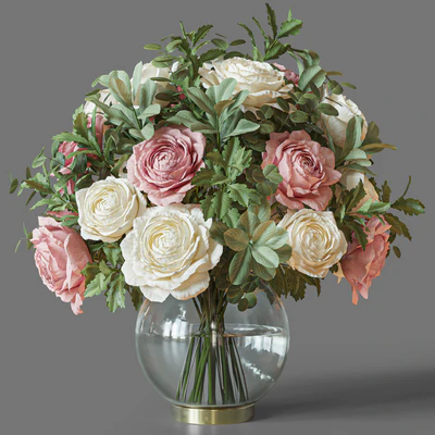 Flower Set 049 pink and white rose — Ver 1